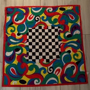 Vintage Ginnie Johansen Large Cotton Scarf 1990 multicolor